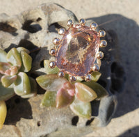 18k gold HUGE estate Morganite coctail ring - 16.87ct