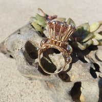 18k gold HUGE estate Morganite coctail ring - 16.87ct