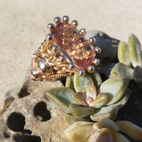 18k gold HUGE estate Morganite coctail ring - 16.87ct