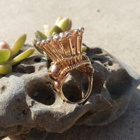 18k gold HUGE estate Morganite coctail ring - 16.87ct