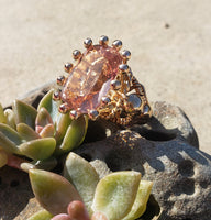 18k gold HUGE estate Morganite coctail ring - 16.87ct