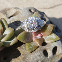Platinum Art Deco c.1920's 1.03ct European cut diamond engagement wedding ring
