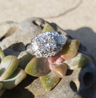 Platinum Art Deco c.1920's 1.03ct European cut diamond engagement wedding ring