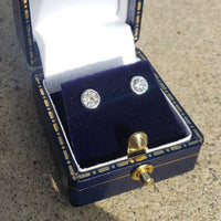 14k white gold European cut diamond bezel stud earrings - .40ct tw