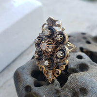 early Victorian 53 old cut diamond glove shield ring