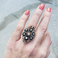 early Victorian 53 old cut diamond glove shield ring