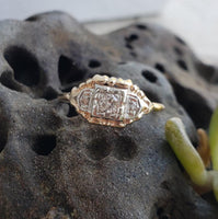 14k gold two tone 3 diamond estate Deco c.30's ring