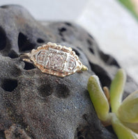14k gold two tone 3 diamond estate Deco c.30's ring