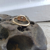14k gold two tone 3 diamond estate Deco c.30's ring
