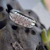 14k white gold 10 diamond 2 row estate band - apx .20ct tw