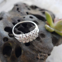 14k white gold 10 diamond 2 row estate band - apx .20ct tw