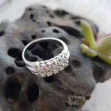 14k white gold 10 diamond 2 row estate band - apx .20ct tw