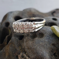 14k white gold 10 diamond 2 row estate band - apx .20ct tw