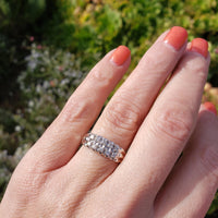 14k white gold 10 diamond 2 row estate band - apx .20ct tw