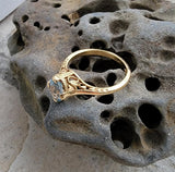 14k gold filigree oval aquamarine ring