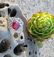 Platinum estate c.1920's Deco Ruby & Diamond Ring