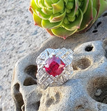 Platinum estate c.1920's Deco Ruby & Diamond Ring