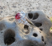 Platinum estate c.1920's Deco Ruby & Diamond Ring