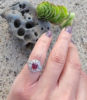 Platinum estate c.1920's Deco Ruby & Diamond Ring