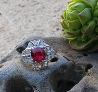 Platinum estate c.1920's Deco Ruby & Diamond Ring