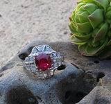 Platinum estate c.1920's Deco Ruby & Diamond Ring