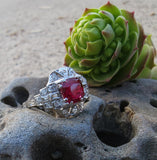 Platinum estate c.1920's Deco Ruby & Diamond Ring