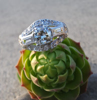 Platinum Art Deco c.1920's cushion cut diamond ring