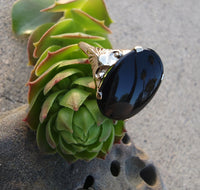 10k Yellow gold Black Onyx Deco Ring