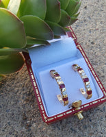 14k gold ruby & diamond estate earrings