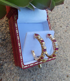 14k gold ruby & diamond estate earrings