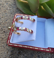 14k gold ruby & diamond estate earrings