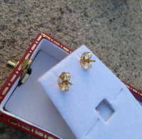 14k gold ruby & diamond estate earrings