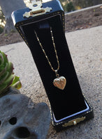 14k yellow gold estate heart locket pendant necklace