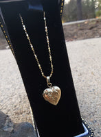 14k yellow gold estate heart locket pendant necklace