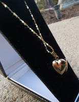 14k yellow gold estate heart locket pendant necklace