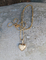 14k yellow gold estate heart locket pendant necklace