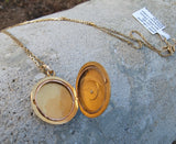 14k gold vintage starburst diamond locket pendant necklace