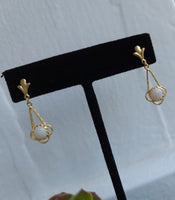 14k gold opal estate earrings