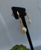 14k gold opal estate earrings