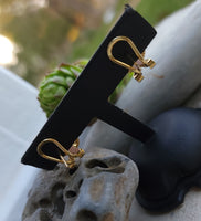 14k gold lavender jade & diamond estate earrings