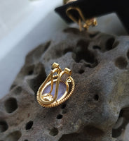 14k gold lavender jade & diamond estate earrings