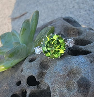 14k gold vintage Peridot & Diamond Ring