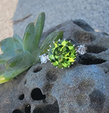 14k gold vintage Peridot & Diamond Ring