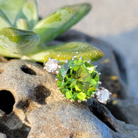 14k gold vintage Peridot & Diamond Ring