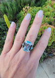 14k white gold filigree ART DECO aquamarine, opal, turquoise, onyx & diamond ring!!!
