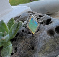14k white gold filigree c.20s opal ring