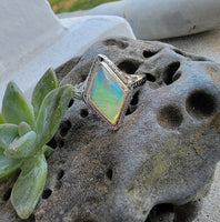 14k white gold filigree c.20s opal ring