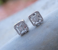 14k white gold filigree diamond studs earrings - .08ct tw
