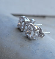 14k white gold filigree diamond studs earrings - .08ct tw