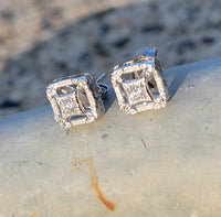 14k white gold filigree diamond studs earrings - .08ct tw